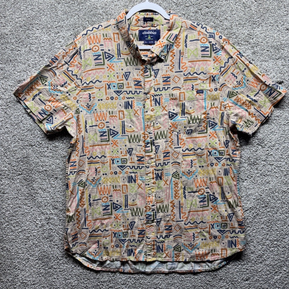 Chubbies Shirt Mens XL Disco Desert Hawaiian Friday Weekend Aztec Abstract 90s